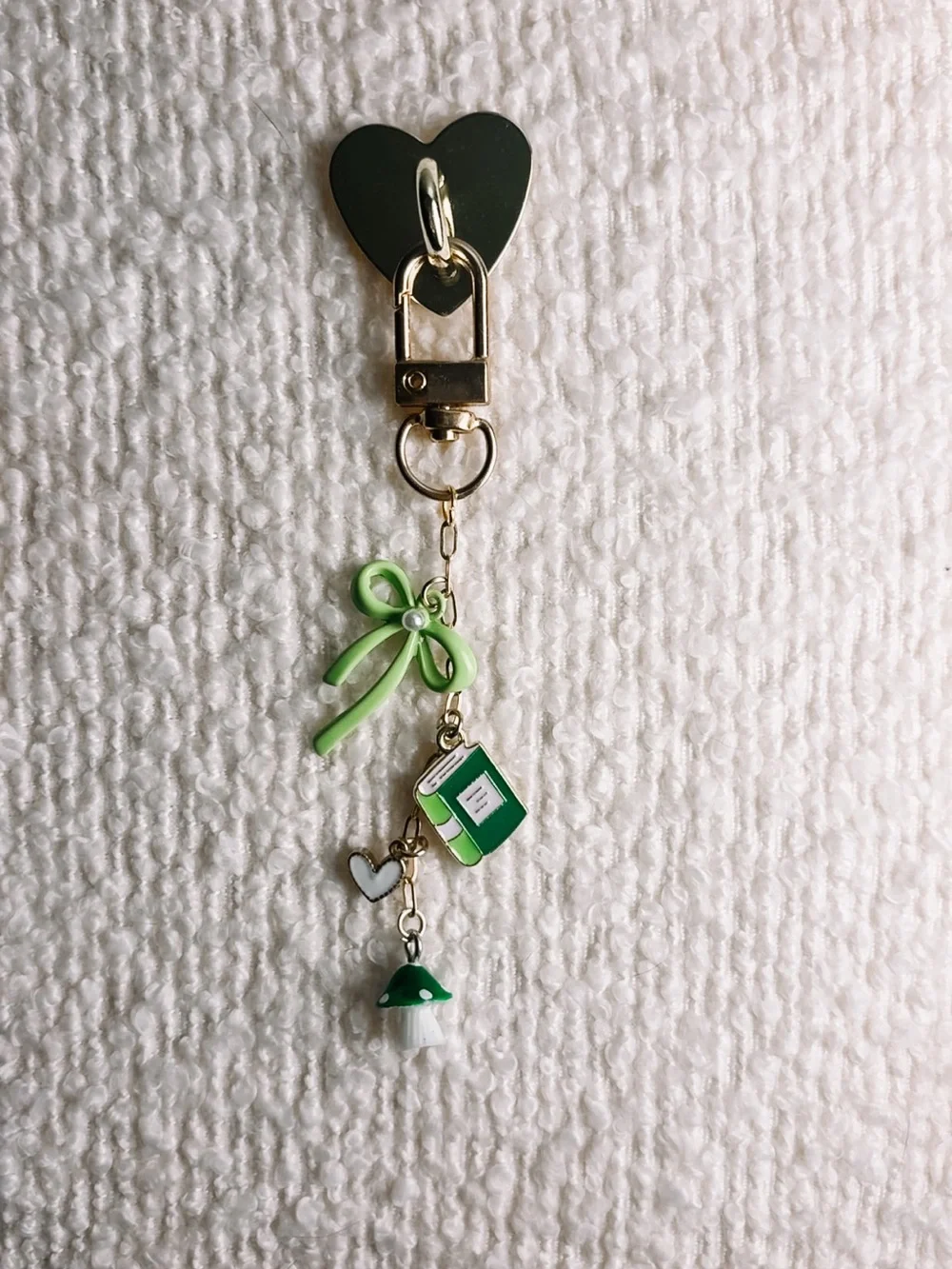 Green Ribbon Charm Keychain Phone Accessory - Unbranded